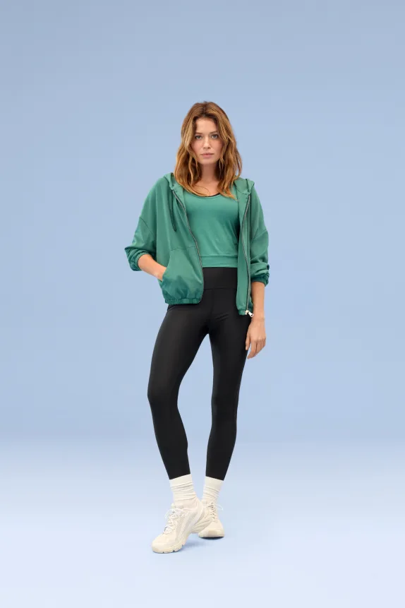 Zip-through hoodie turquoise