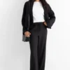 Cloth trousers - mid-rise waist - wide leg black