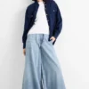 Palazzo jeans - mid-rise waist denim-light blue