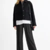 PlissÃ© trousers - high-rise waist - wide leg black