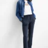 Cloth trousers - mid-rise waist - tapered fit dark blue