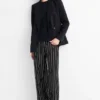 Jersey trousers - mid-rise waist - loose fit - striped black / white