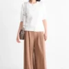 Jersey trousers - mid-rise waist - palazzo light brown