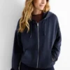Zip-through hoodie dark blue