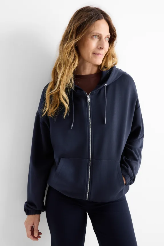 Zip-through hoodie dark blue