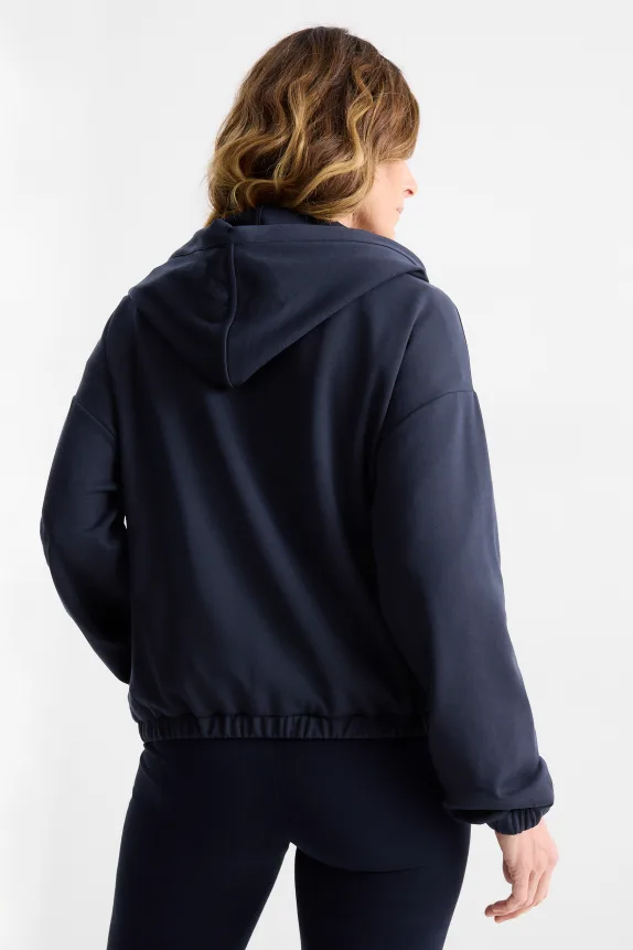 Zip-through hoodie dark blue