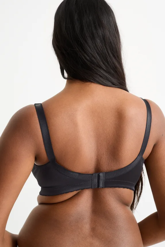 Non-wired minimiser bra - shiny black