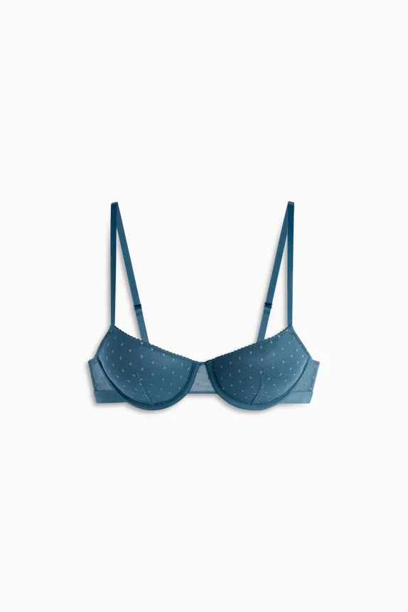 Underwire bra - DEMI - padded - polka dot petrol