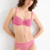 Underwire bra - DEMI - padded - polka dot pink