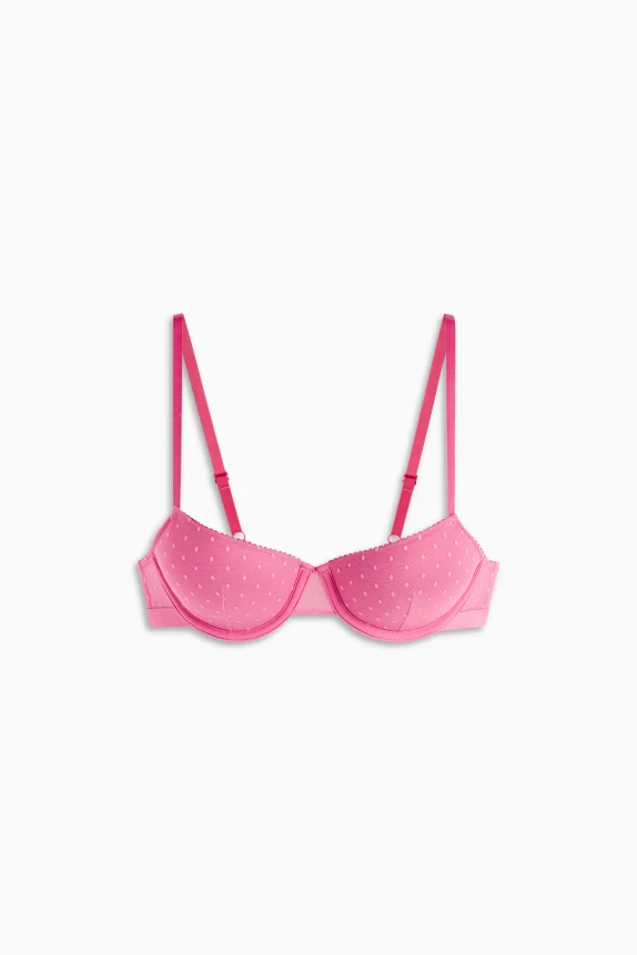 Underwire bra - DEMI - padded - polka dot pink