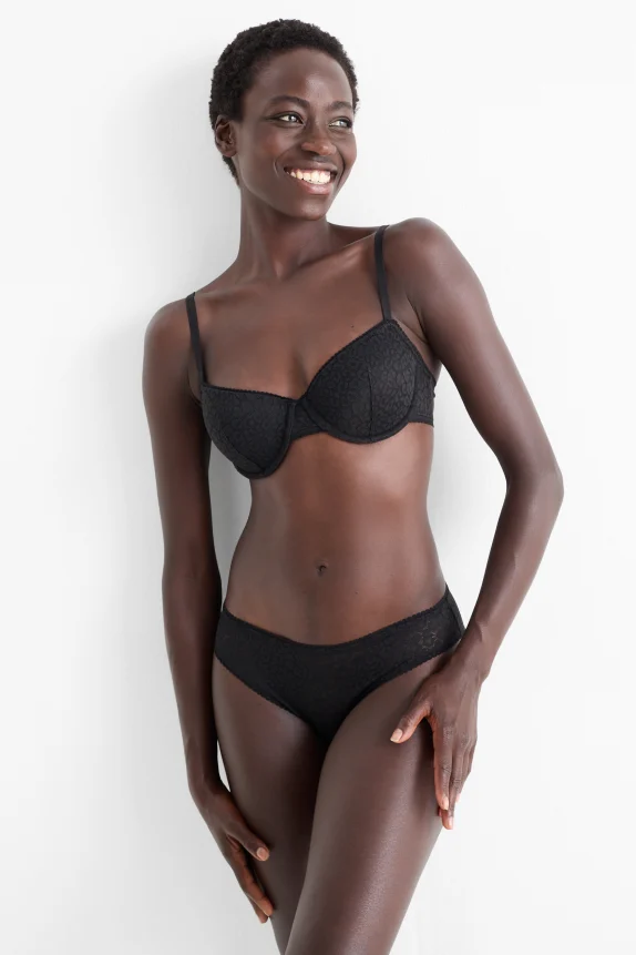 Underwire bra - DEMI - padded black