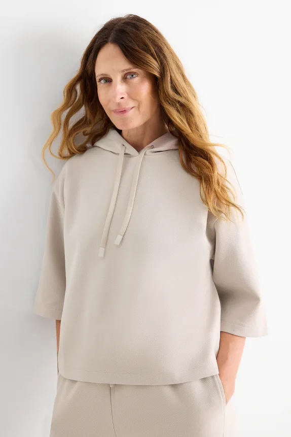 Hoodie - ribbed light beige