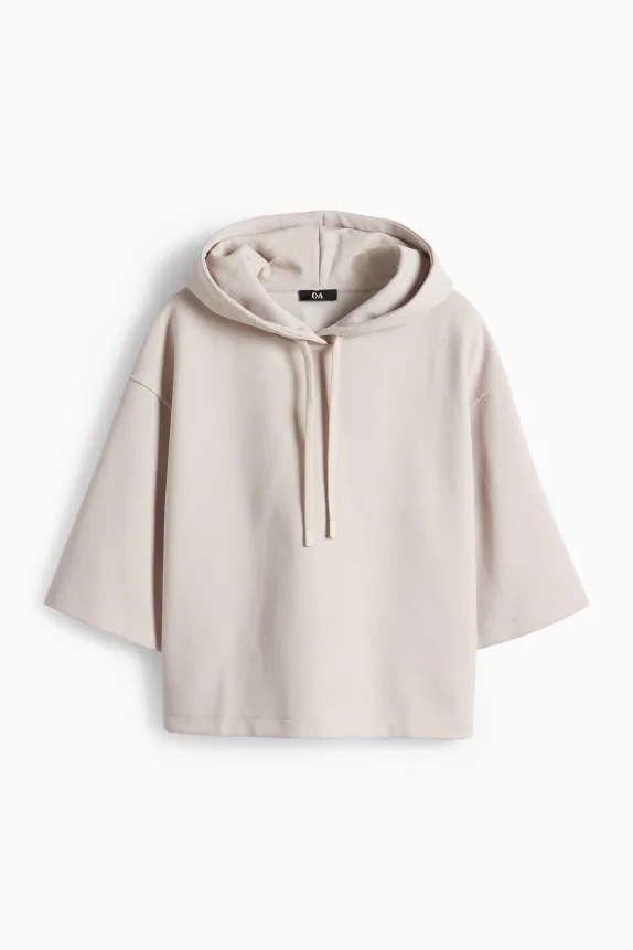 Hoodie - ribbed light beige