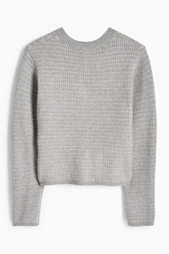 Cardigan - shiny - textured gray
