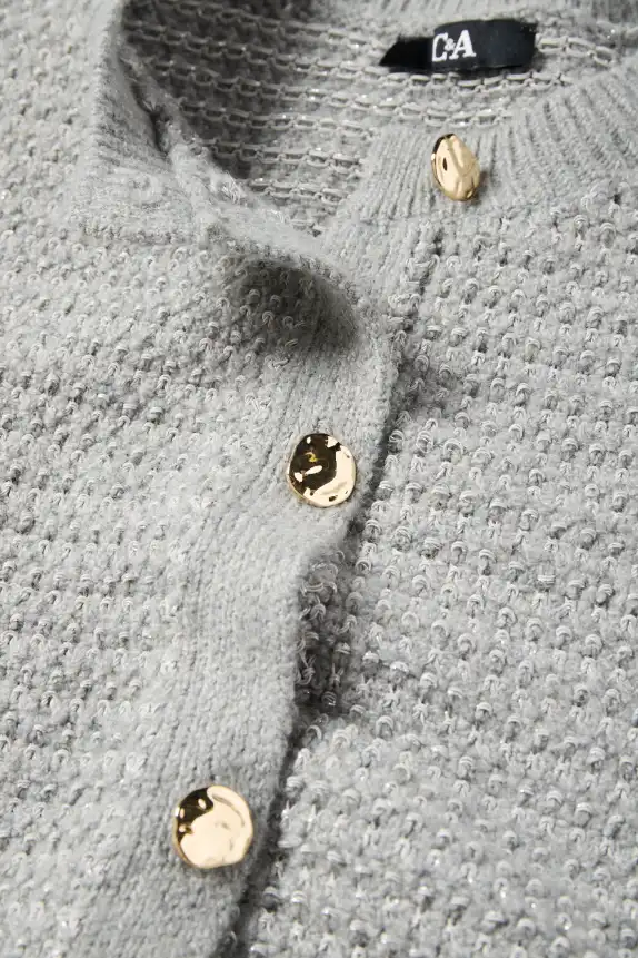 Cardigan - shiny - textured gray