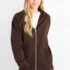 Zip-through hoodie dark brown