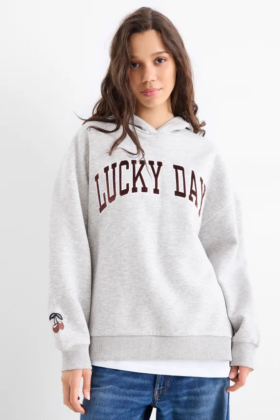 Hoodie - oversized light gray-melange