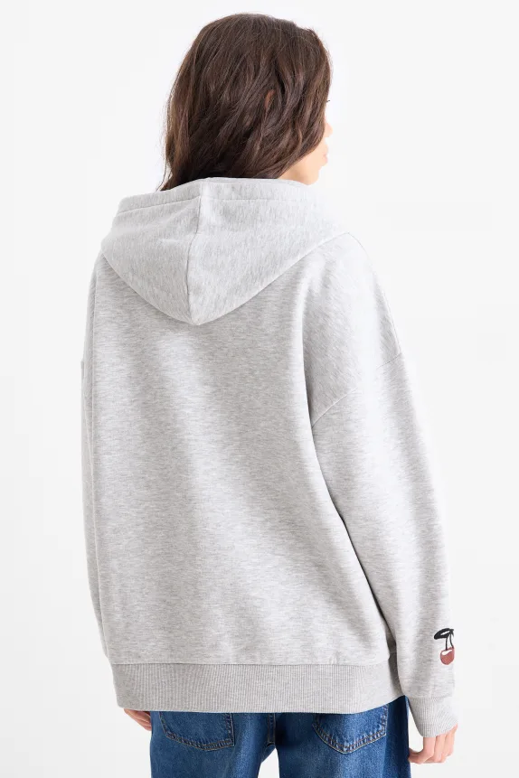 Hoodie - oversized light gray-melange