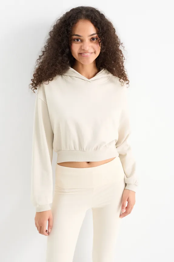 Cropped hoodie cremewhite