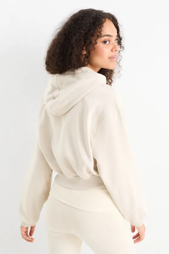 Cropped hoodie cremewhite