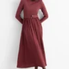 Fit & flare dress with belt bordeaux