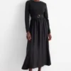 Fit & flare dress with belt black