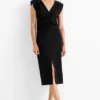 V-neck dress - straight fit black