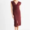 V-neck dress - straight fit bordeaux