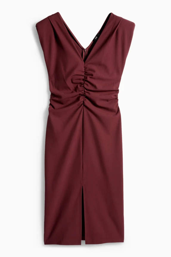 V-neck dress - straight fit bordeaux