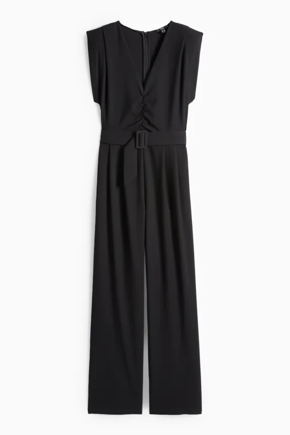 Jumpsuit with belt black