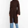 Cardigan - cable knit pattern dark brown