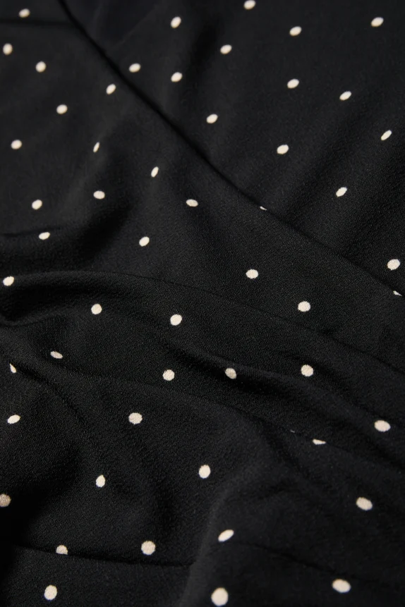 V-neck dress - straight fit - polka dot black