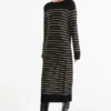 Knitted dress - striped black