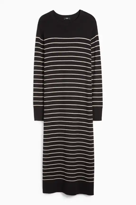 Knitted dress - striped black