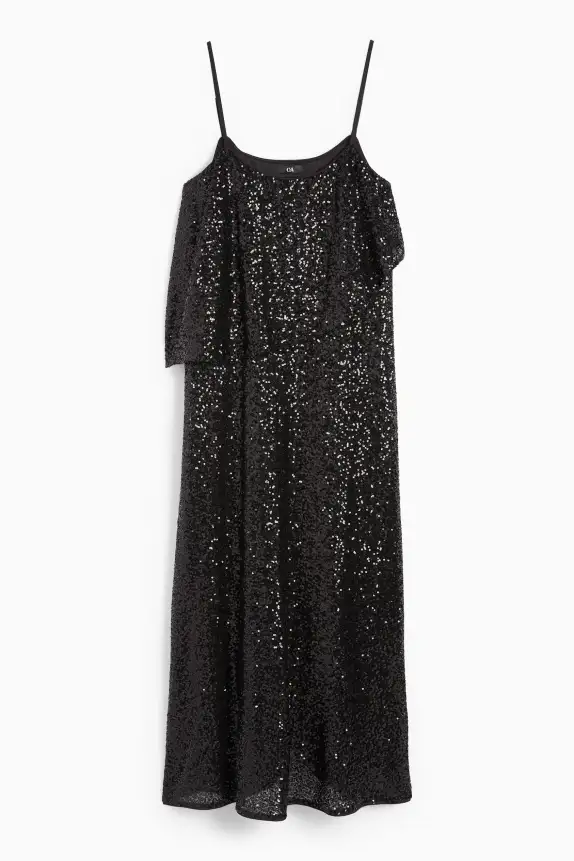 Sequin dress - straight fit black