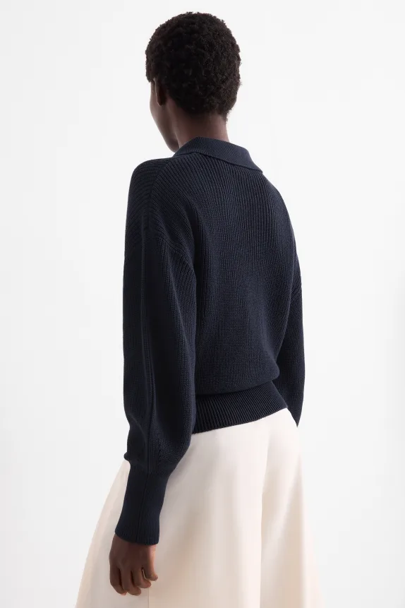 Cardigan - ribbed dark blue