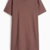 T-shirt dress - straight fit dark brown