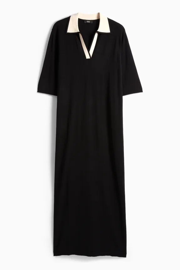 Knitted dress - straight fit black