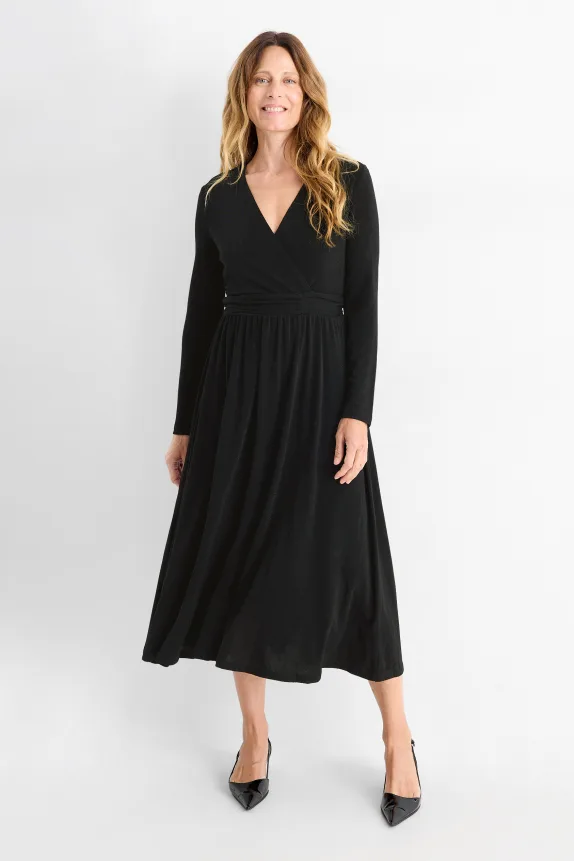 Mesh dress - straight fit - shiny black