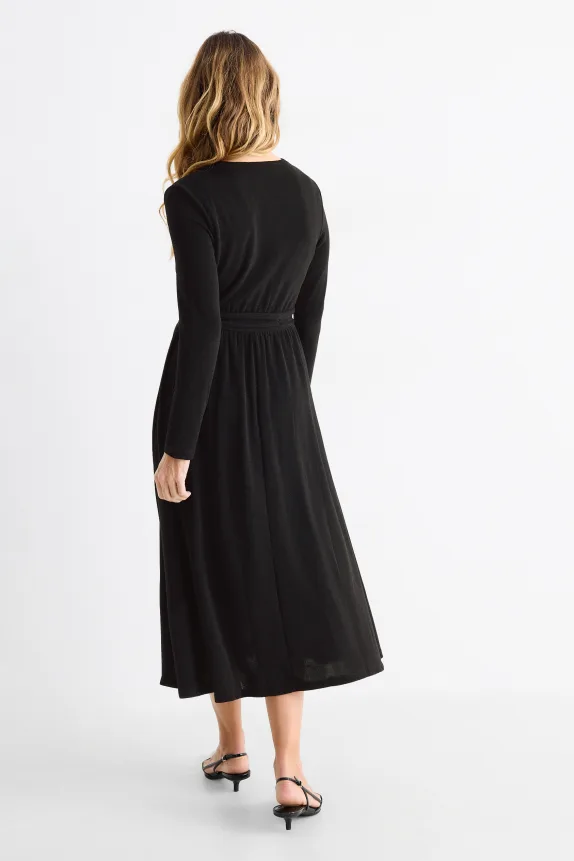 Mesh dress - straight fit - shiny black