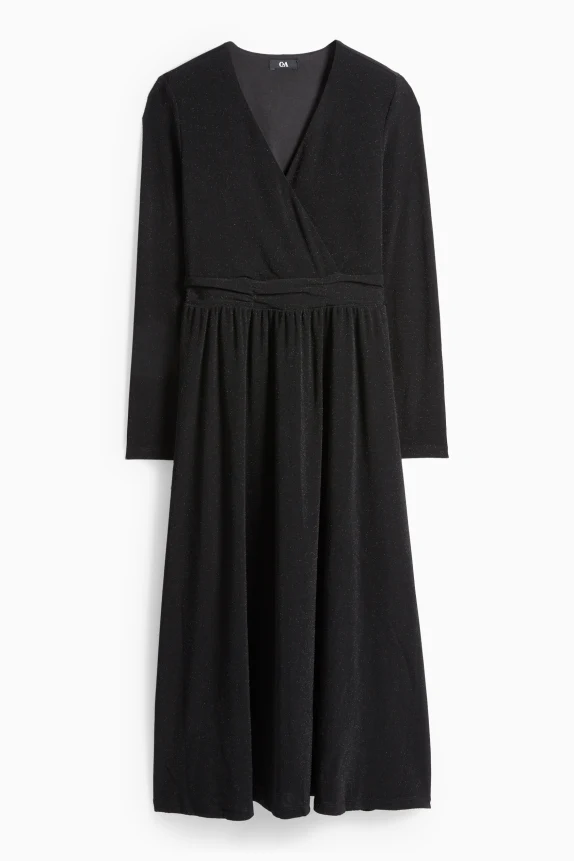 Mesh dress - straight fit - shiny black