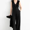 Jumpsuit with belt black