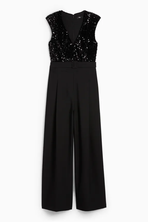 Jumpsuit with belt black