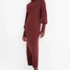 Knitted dress - straight fit bordeaux