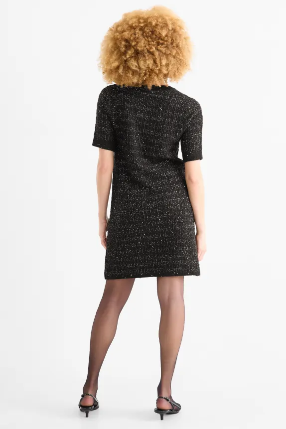 BouclÃ© dress - straight fit black