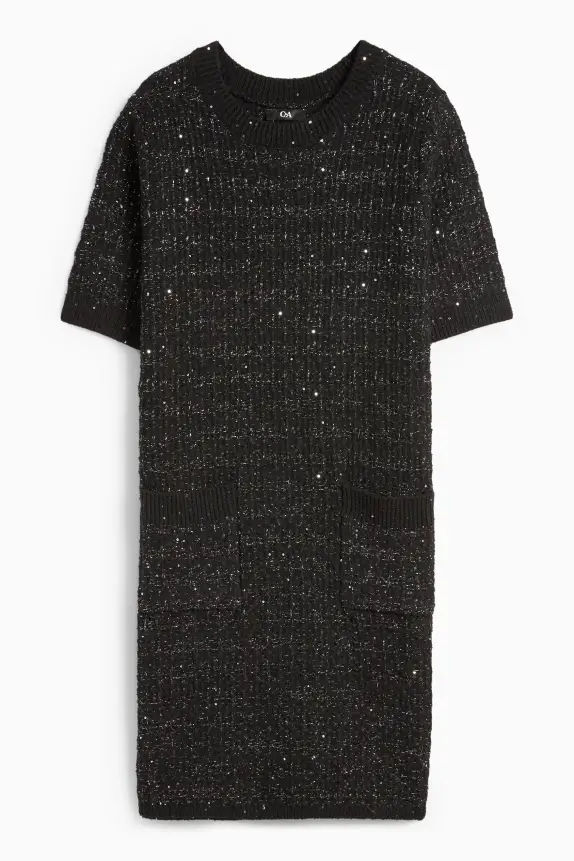 BouclÃ© dress - straight fit black