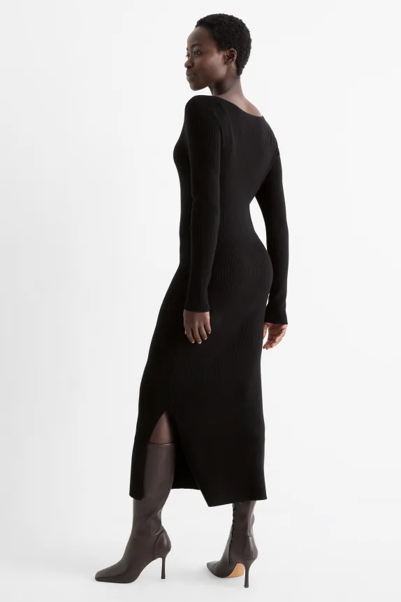 Bodycon dress - ribbed black