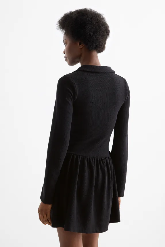 A-line dress - ribbed black