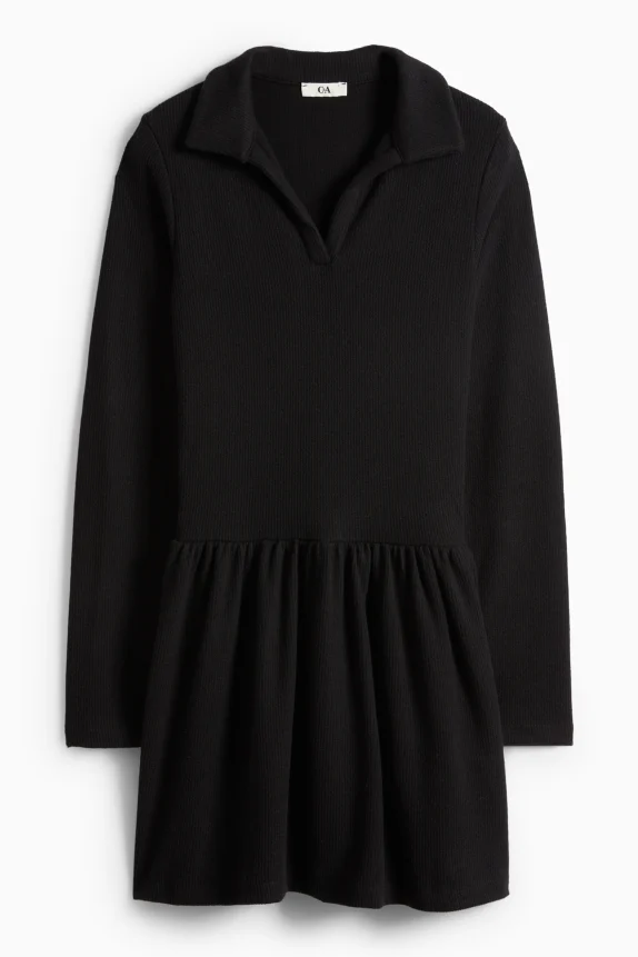 A-line dress - ribbed black