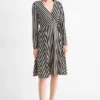 Wrap dress - striped black / beige